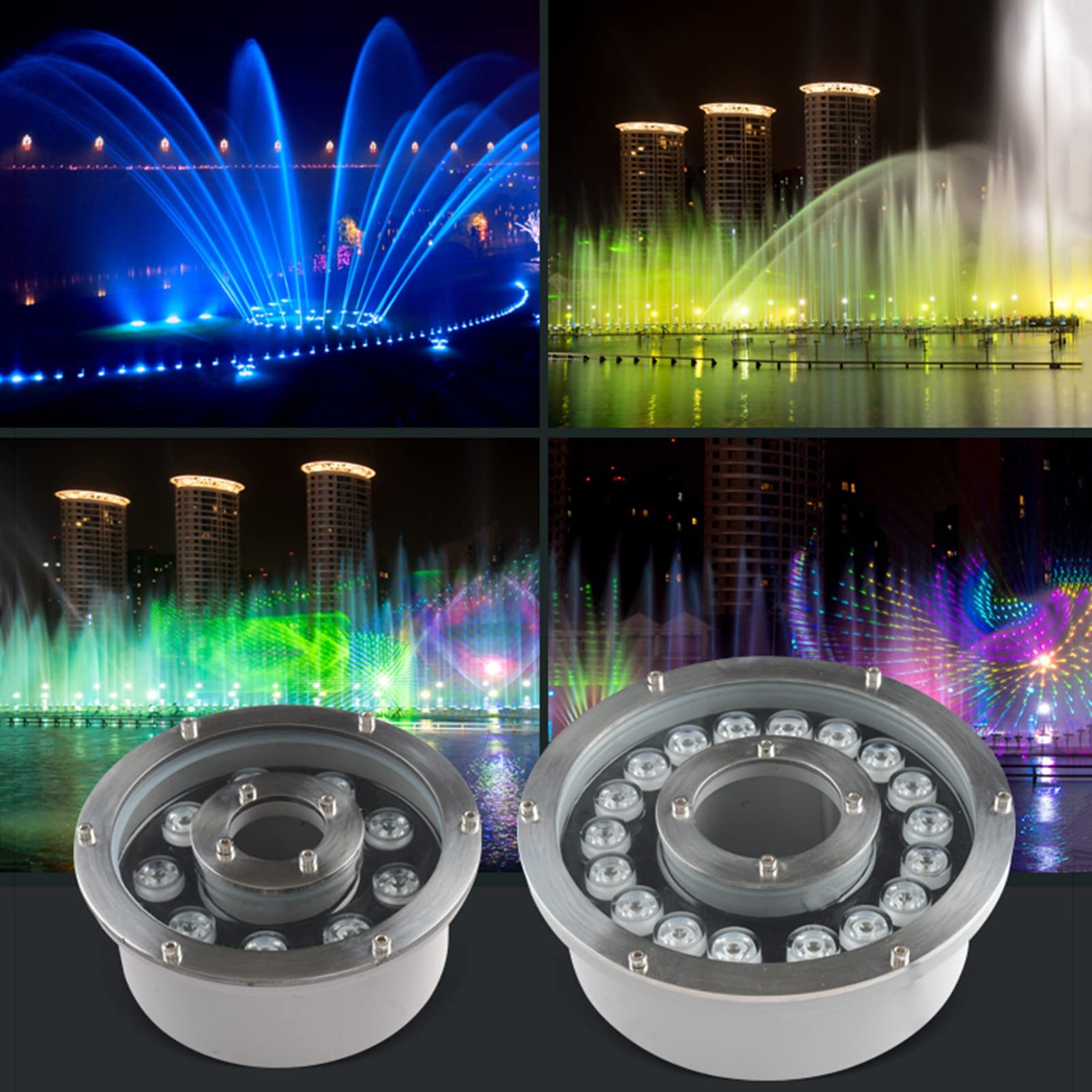 RGB Luce della Fontana con Telecomando - Sommergibili Luci Piscina IP68 Impermeabile LED Luci Piscina per Acquari Nozze Halloween Parco Luci Decorative, AC 12/24V