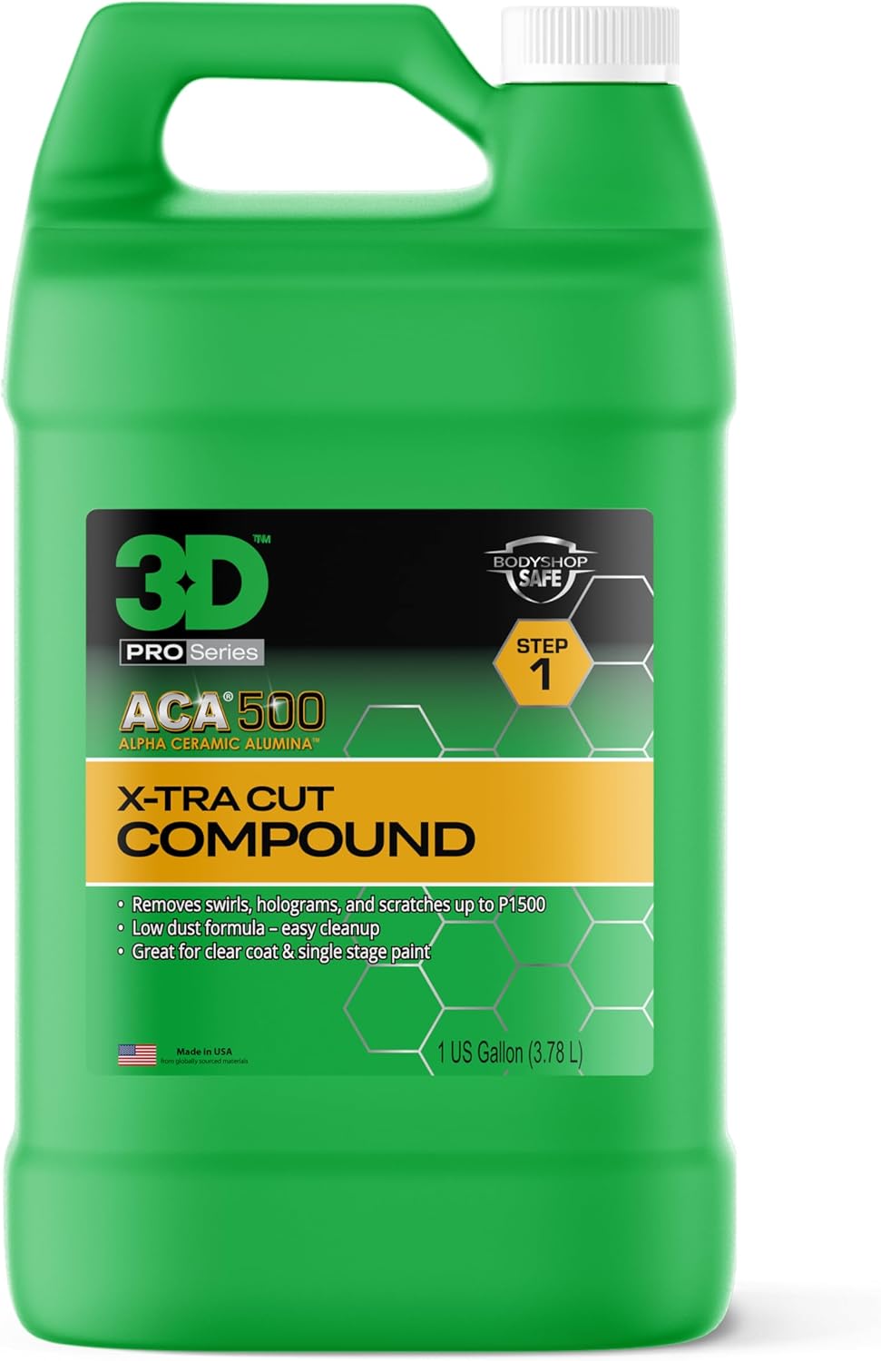 3D ACA 500 Cutting Compound – Step 1 Extra-Cut for Deep Paint Correction | Cuts P100 Grit or Finer | Body Shop Safe, Low Dust, Pro Detailer Formula | Made in USA - 1 Gallon