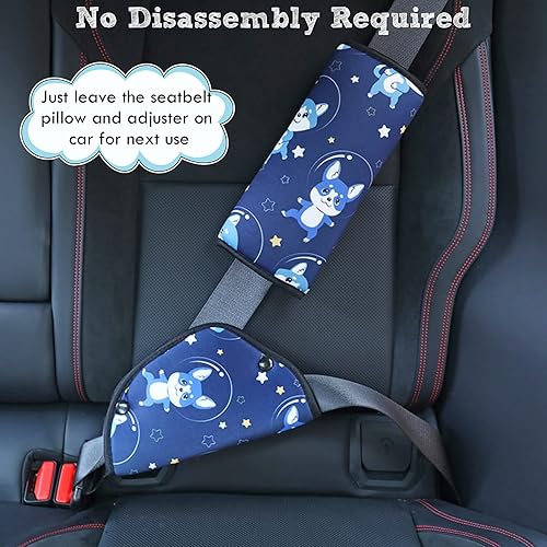 Miniatura 7 de Ajustador de cinturón de seguridad y cojín de cinturón de seguridad para niños, ajustador de cinturón de seguridad y almohada, funda de cinturón de
