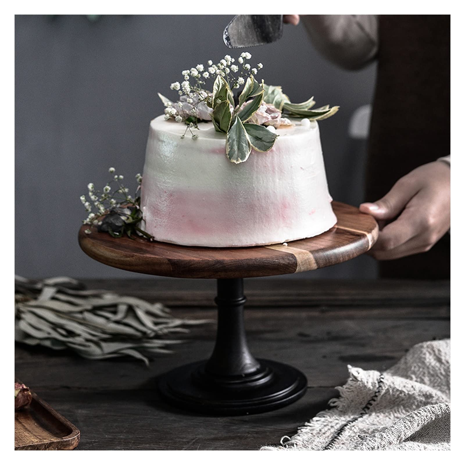 SUNESA Présentoir à Gâteau Support de Plateau de gâteau de Jambe Haute en Bois, Plateau d'accessoires, présentoir de Dessert de Dessert, Plate-Forme de gâteau en Bois Stand de Gâteaux (Size : L)