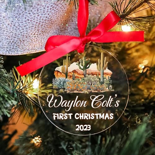 Miniatura 7 de Adornos personalizados de primera Navidad para bebés 2023, adorno del desierto de cactus, adorno de la primera Navidad del bebé, adornos