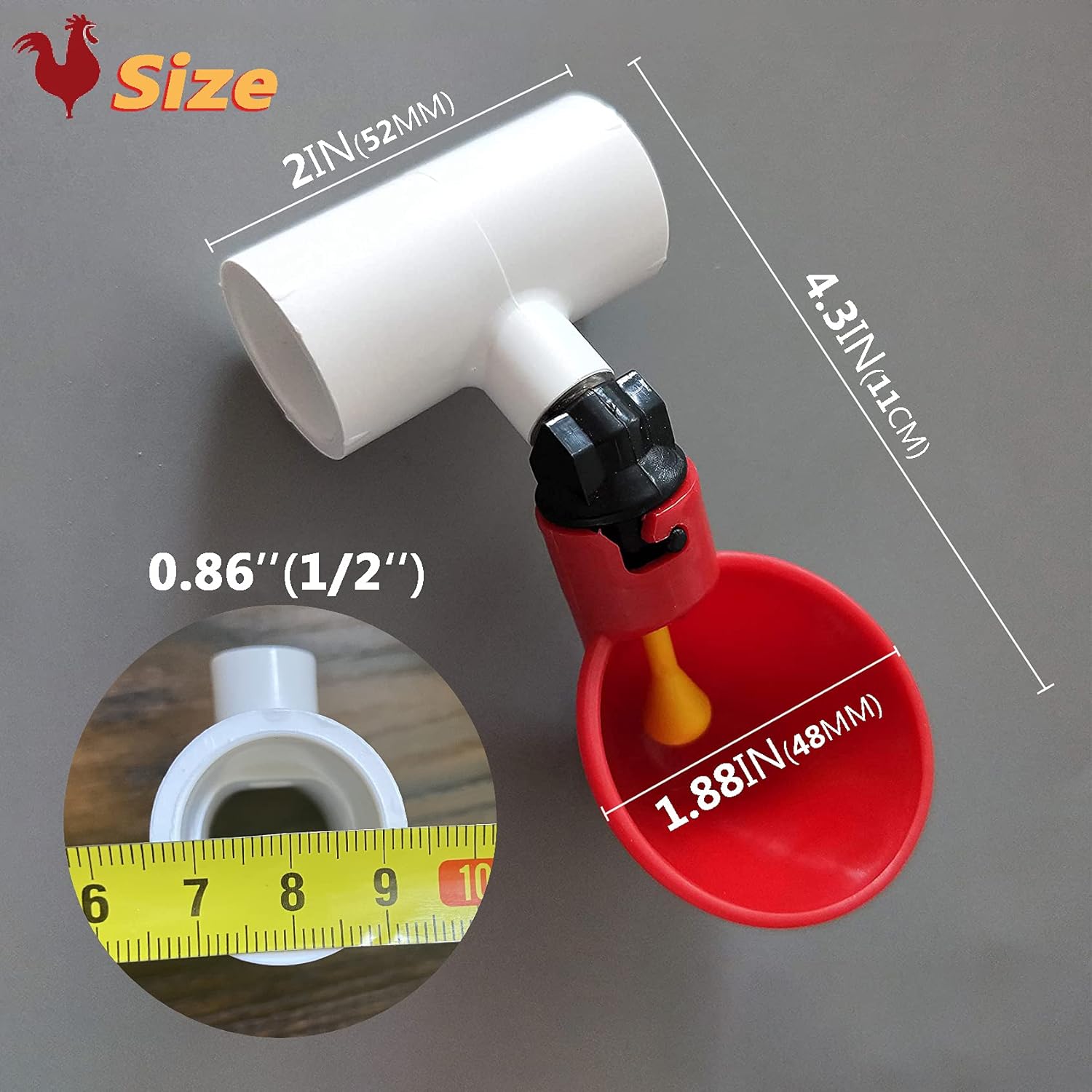 Chicken Waterer Cups, Pack of 6 Chicken Waterer PVC Tee Fittings, with 1/8 Inch FTP Threads, Automatic Chicken Waterer for Chicken Ducks Quail : Patio, Lawn & Garden
