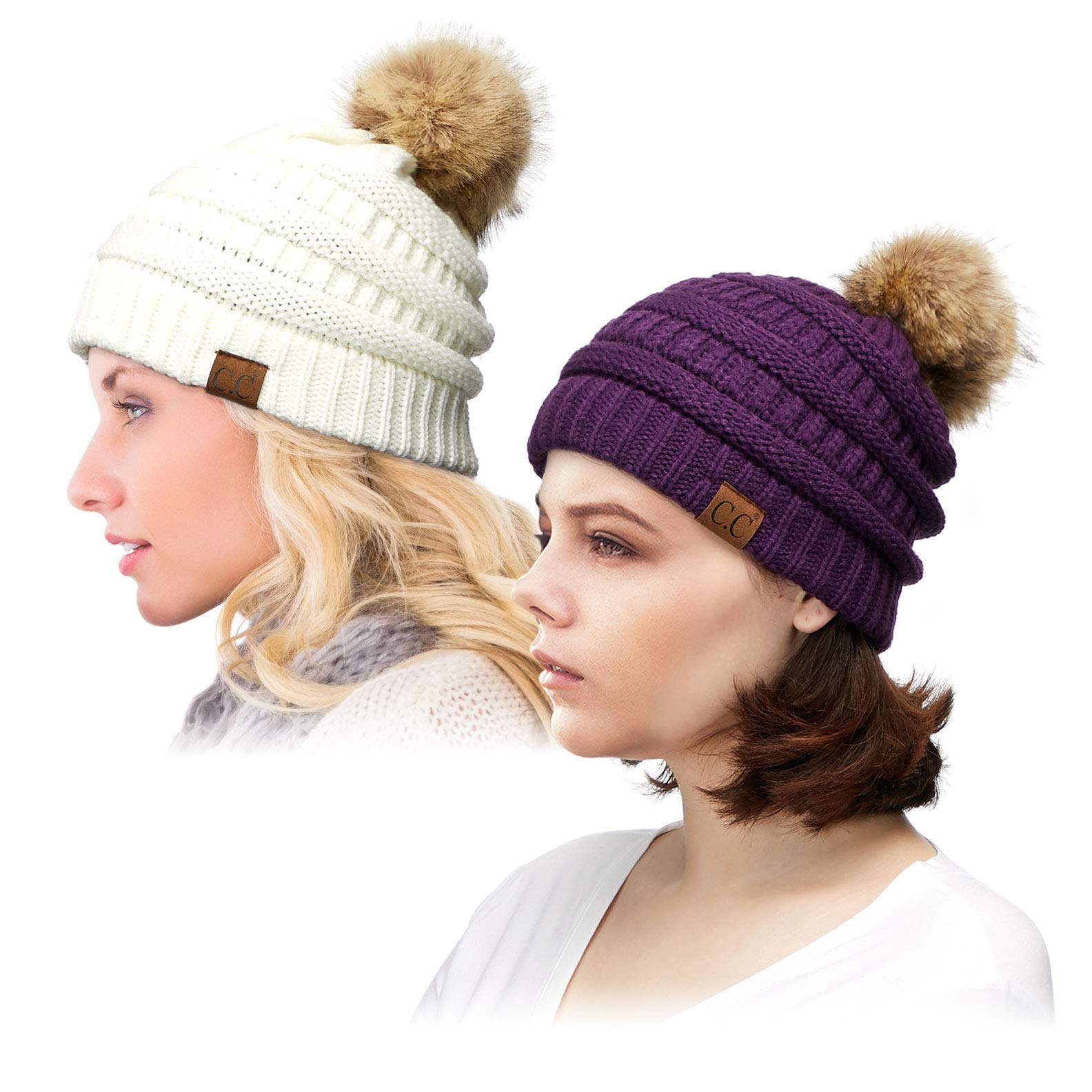 HATSANDSCARF Exclusives Unisex Solid Ribbed Beanie with POM Multi Pack (HS-HAT-43)