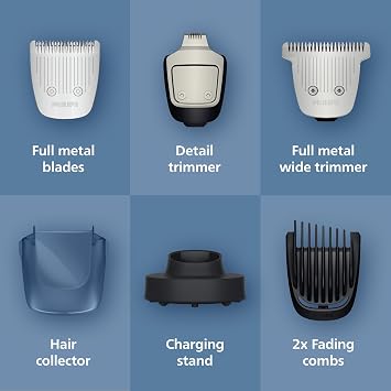Philips Beard Trimmer 7000 Series, Self-Sharpening Metal Blades, 40 Lock-in Settings, BeardSense Technology, Hair Collector, 100 Percent Waterproof, Silver (BT7670/15)