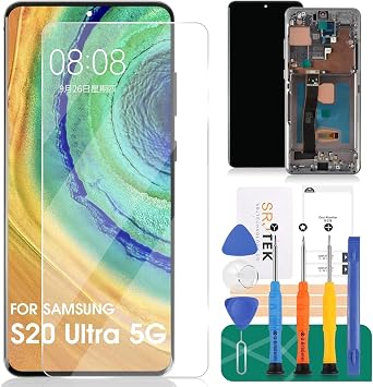OLED for Samsung S20 Ultra 5g Screen Replacement for Samsung Galaxy S20 Ultra SM-G988U LCD Digitizer Repair for SM-G988U Screen Replacement Touch Display Assembly (with Fingerprint) (Cloud White)