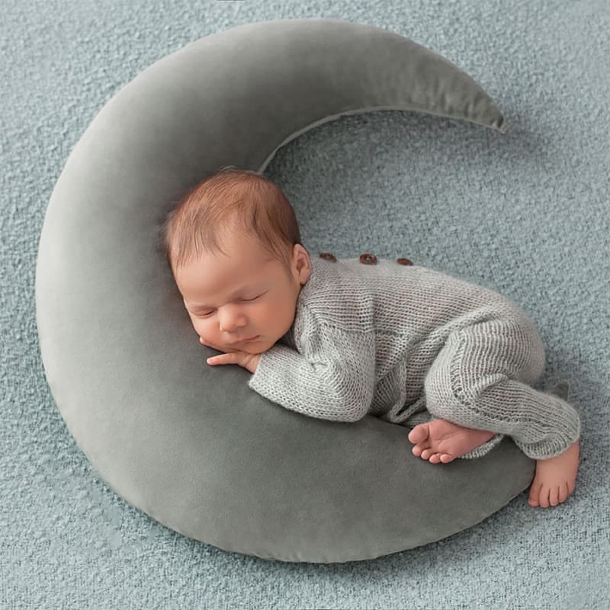 Newborn Photography Posing Pillow Crescent Moon Pillow Star Pillows Posing Beans Moon Pillow Stars Set Infant Boy Girl Baby Picture Prop(Gray)