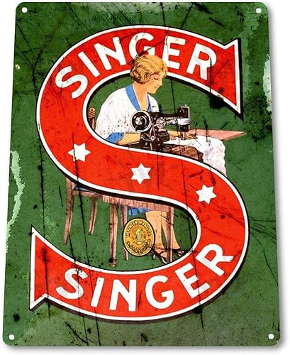 Letrero de metal de lata de 12 "x 16": Singer Machine