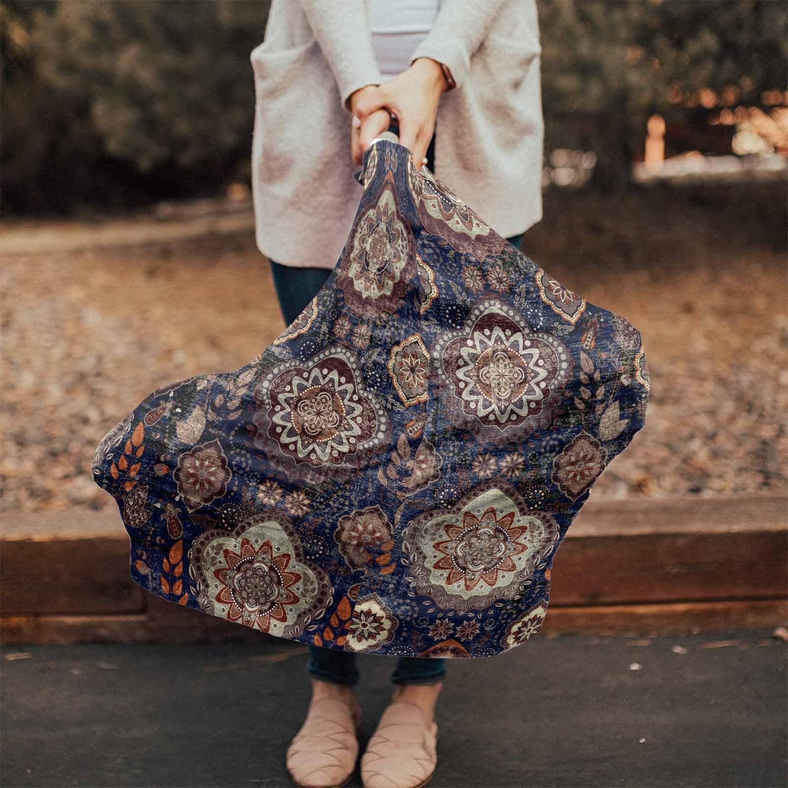 Nursing Cover for Breastfeeding Scarf, Various Vintage Tribe Flower Pattern Baby Car Covers Super Soft Multi Use for Canopy Shopping Cart Cover Blanket Stroller Cover