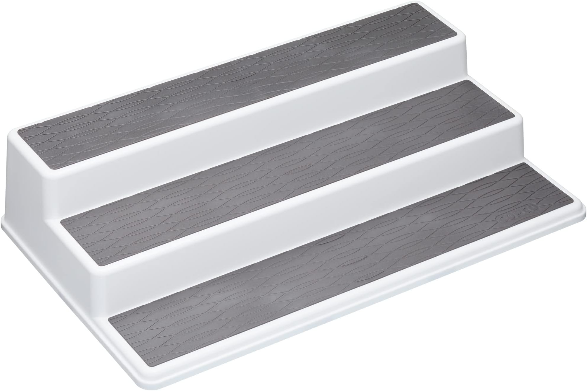 Copco Basics 3-Tier Spice Rack for Inside Cupboard, Non-Slip Kitchen Shelf Organiser, 38 x 22.5 x 8.5cm, White/Grey