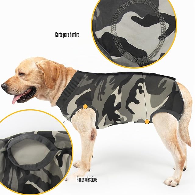 Foto 4 de 8 de Traje de recuperación para Perros, Protector de heridas Abdominales para Cachorros, Ropa quirúrgica médica