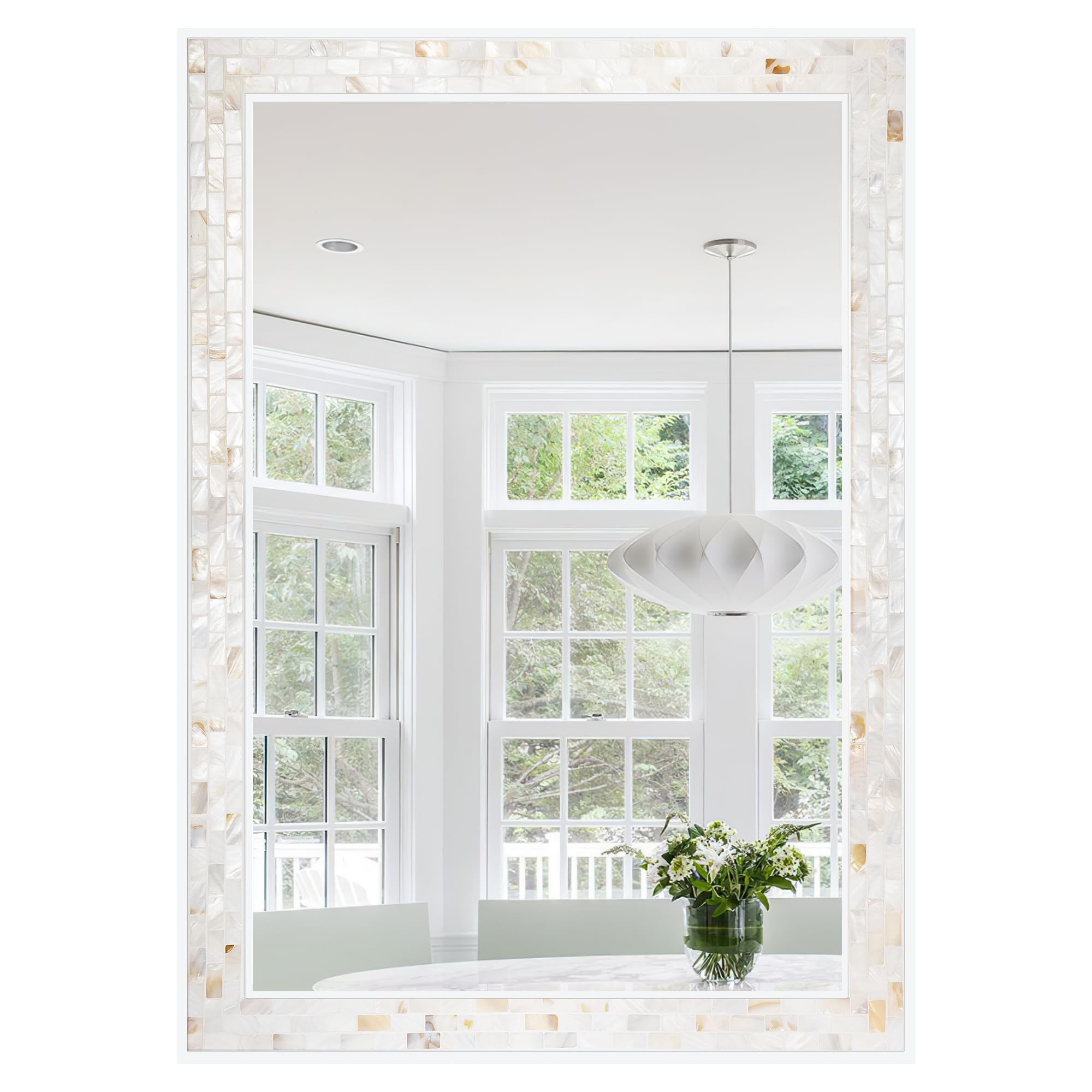 Amazon.com: DUQIMO Mosaic Mirror for Wall 24x36 Inch, White