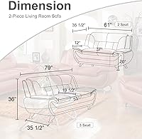Vista 2 de Juego de sofá de piel sintética para sala de estar, muebles de sala de estar, juego de sofá moderno con sofá de 3 plazas y sofá biplaza