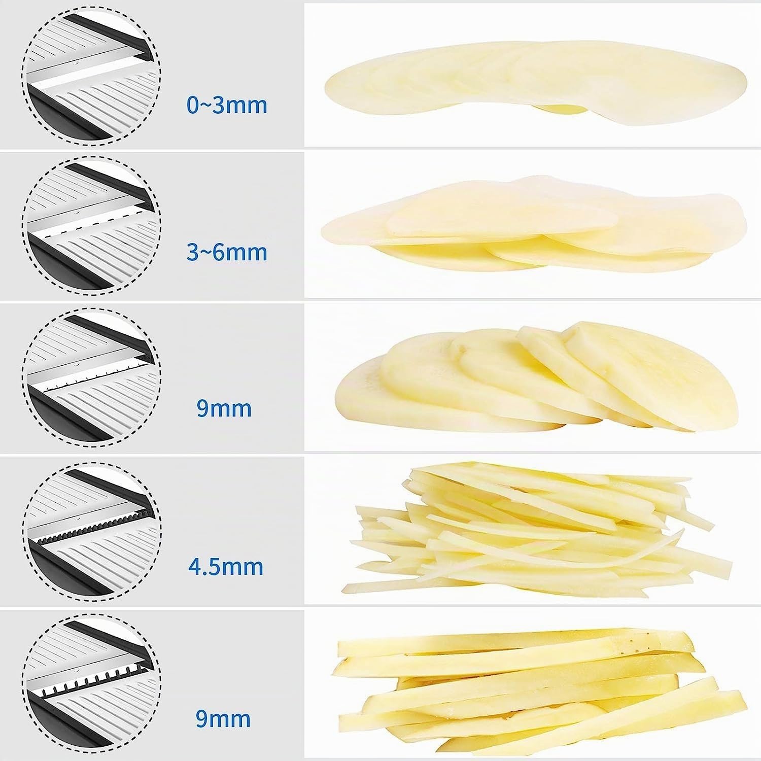 MILcea Gemüsehobel Mandolinenschneider, Multifunktion Edelstahl Gurkenhobel, Verstellbar Kartoffelreibe Küchenreibe Gemüsereibe, Schwarz