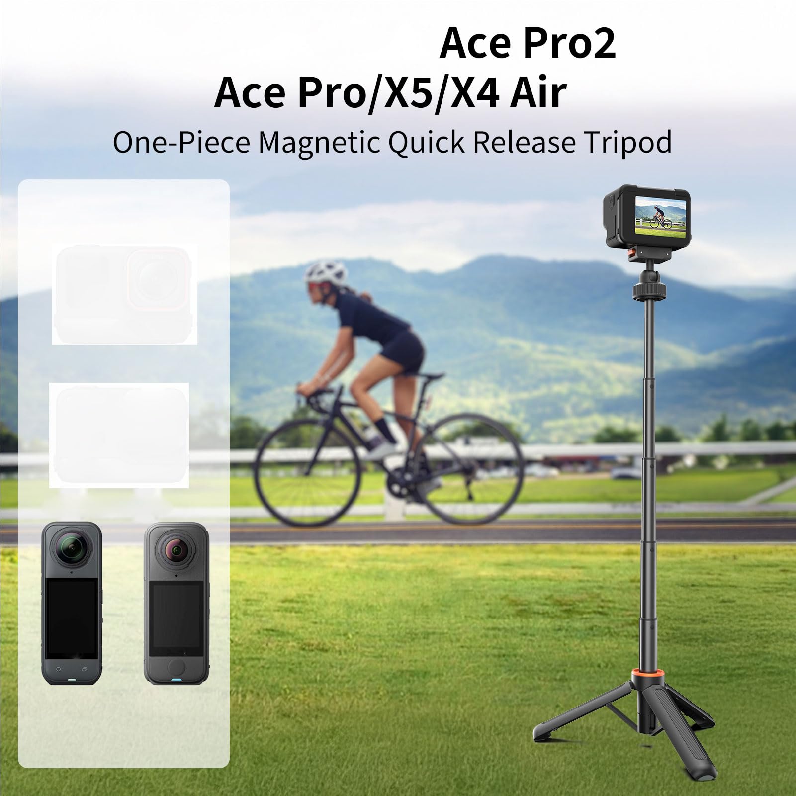 Trípode de Poste de Extensión Compacto para Ace Pro 2 X5 X4 Air, Soporte Magnético Extensible de Liberación Rápida de 17-41 Cm, Rótula de Bola de 360°, Empuñadura