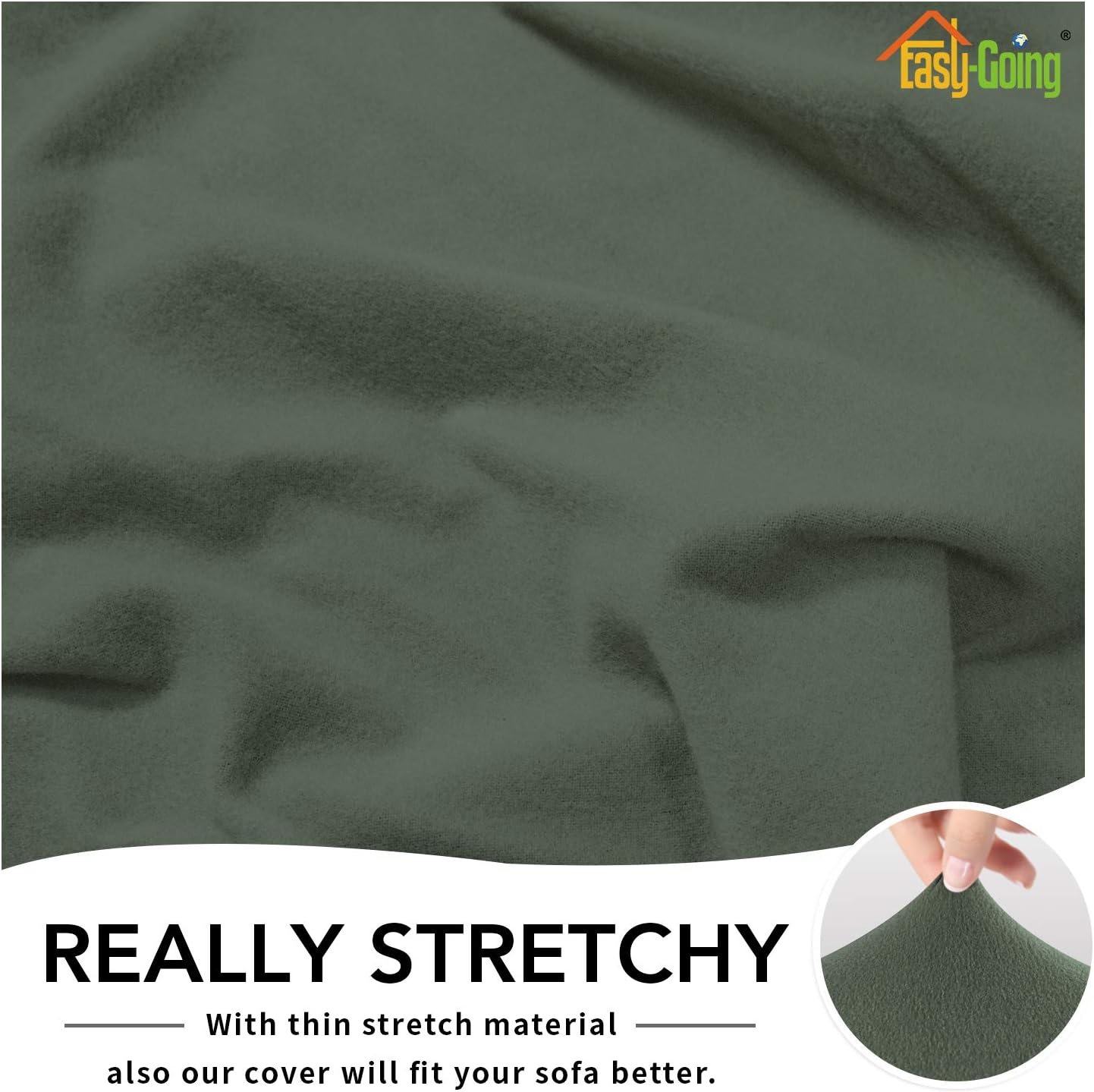 Easy-Going Fleece Stretch Sofa Slipcover Spandex Non-Slip Soft Couch Sofa Cover, Washable Furniture Protector with Anti-Skid Foam and Elastic Bottom for Kids, Pets OversizedSofa, Grayish Green
