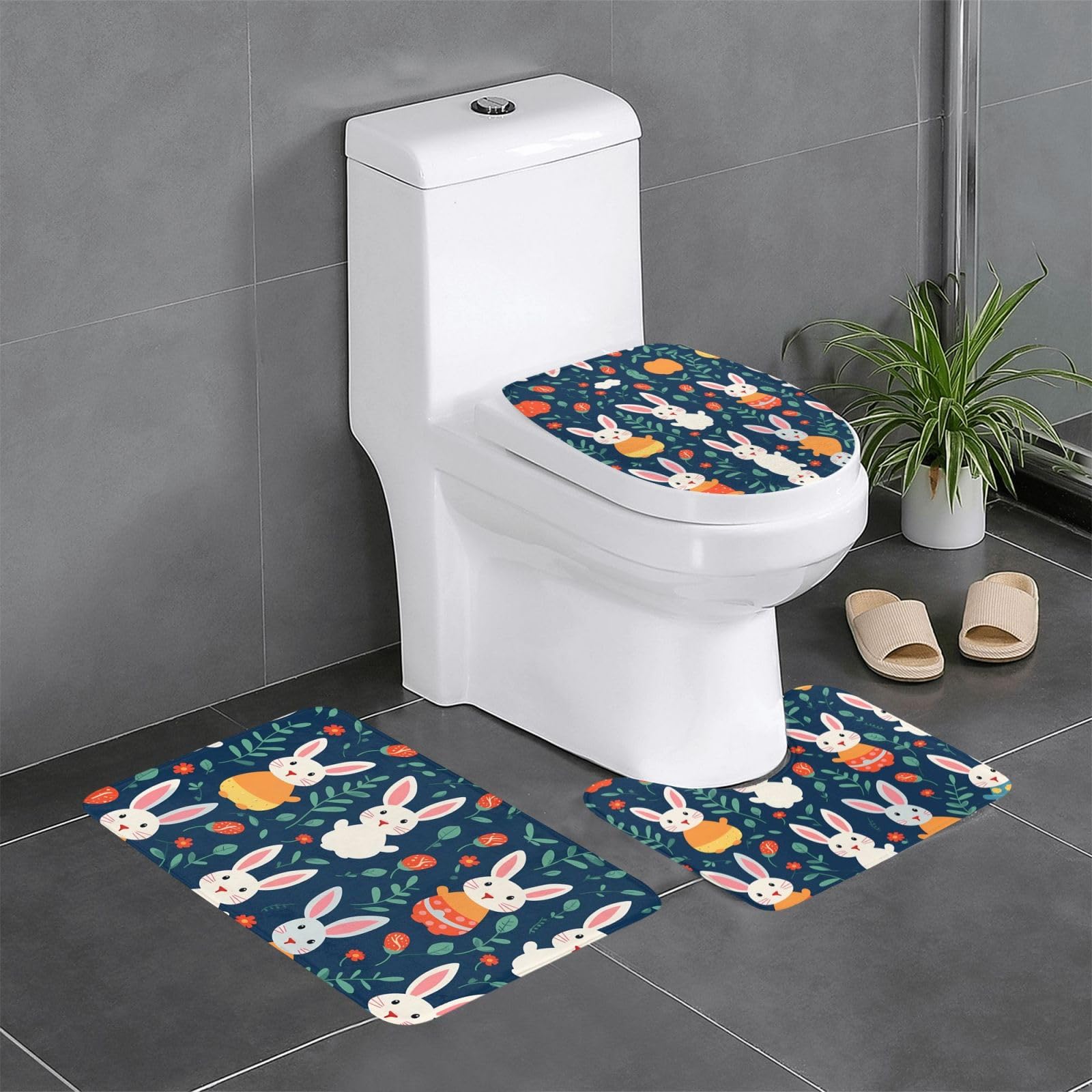 Tapis de salle de bain antidérapants lot de 3 pour éviter les glissades aux WC