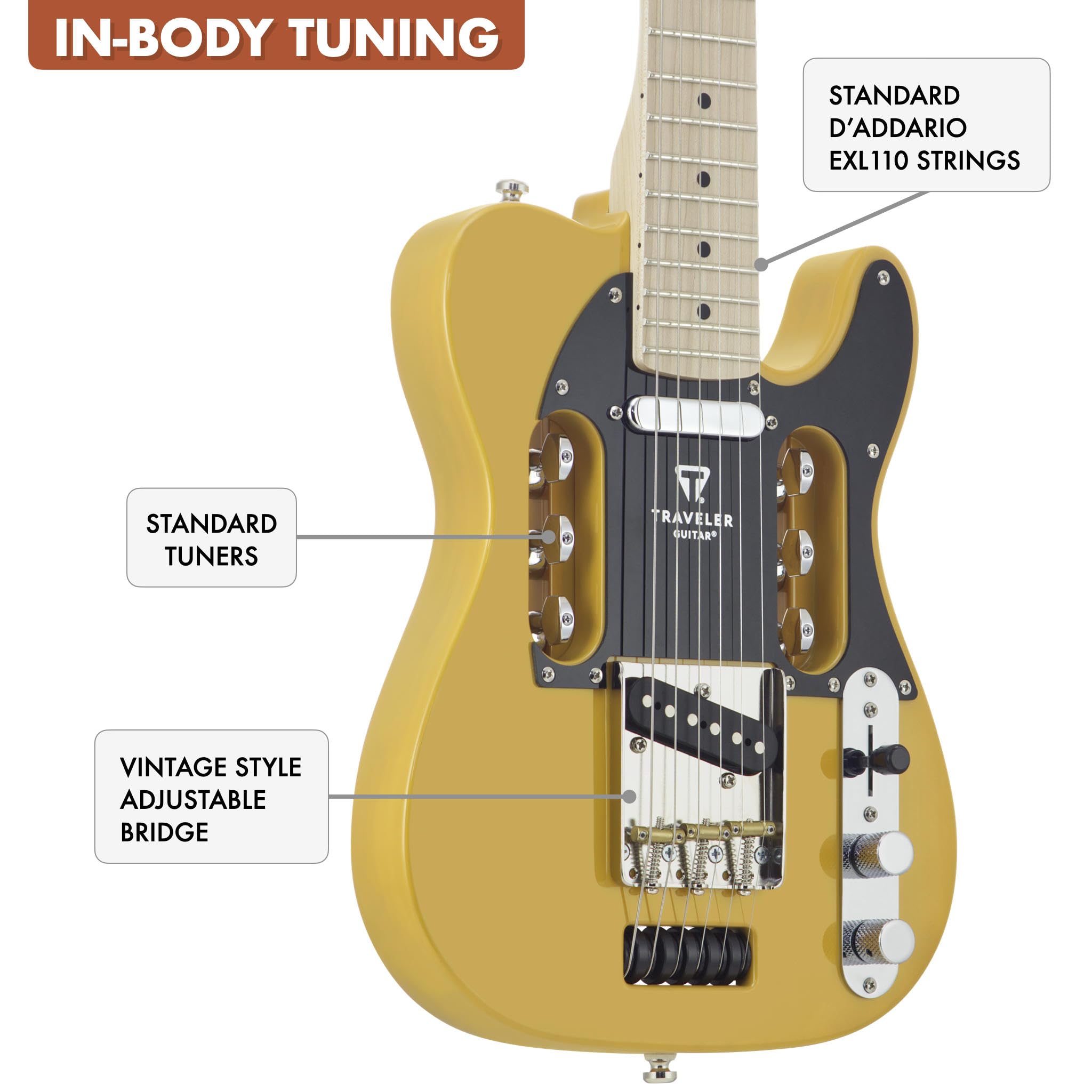 Traveler Guitar Chitarra elettrica da viaggio EG-3 (Butterscotch Blonde) con custodia