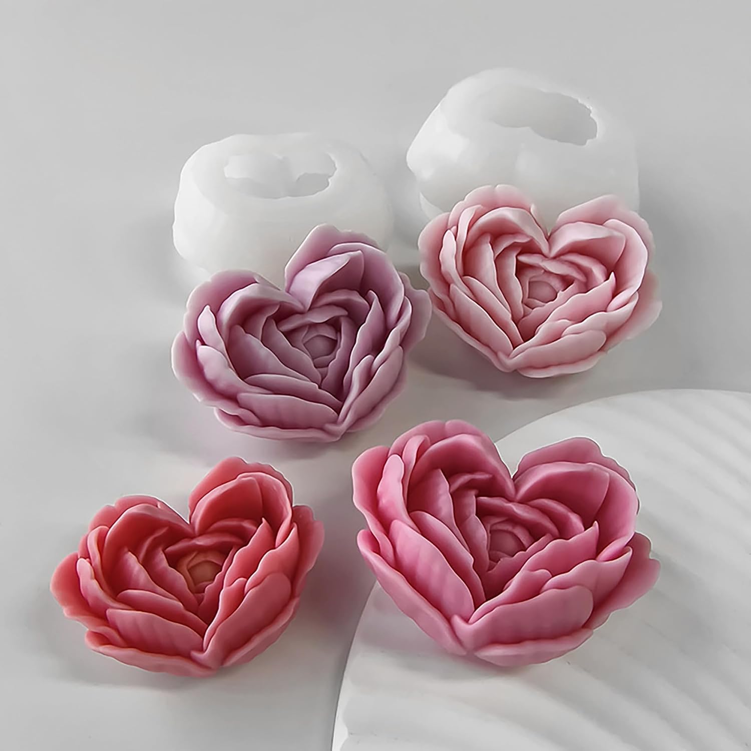 2 Pack Flower Mold 3D Flower Candle - Resin Casting Silicone Molds for Home Decor & Candle Making Wave Spiral Mold