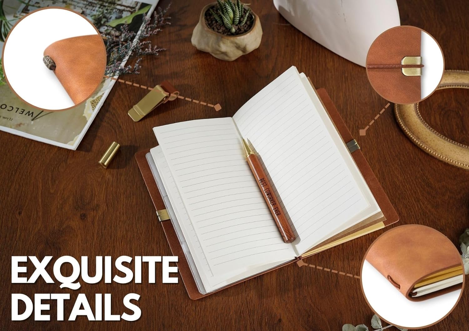 Farewell Gifts for Coworkers, Coworker Leaving Gifts for Women/Men Leather Journal Notebook with Pen and Pen clip 7.87 x 4.7 Cover, 4 x 7.5 Pages (Inches), Going Away Goodbye New Job Presents - Mean - Image 5