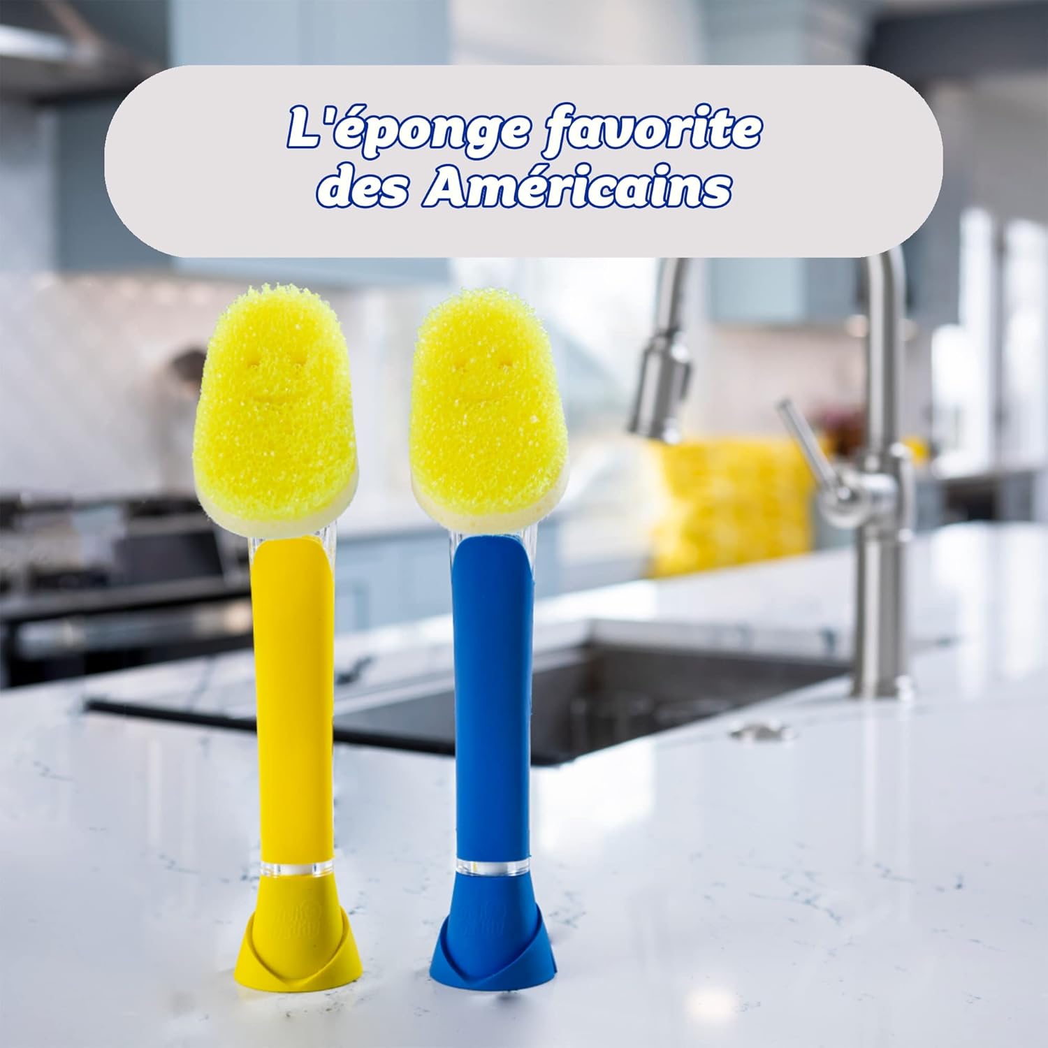 Scrub Daddy Dish Daddy - Brosse Vaisselle avec Réservoir et Éponge Grattante FlexTexture, Manche Intégré, Rose - Image secondaire