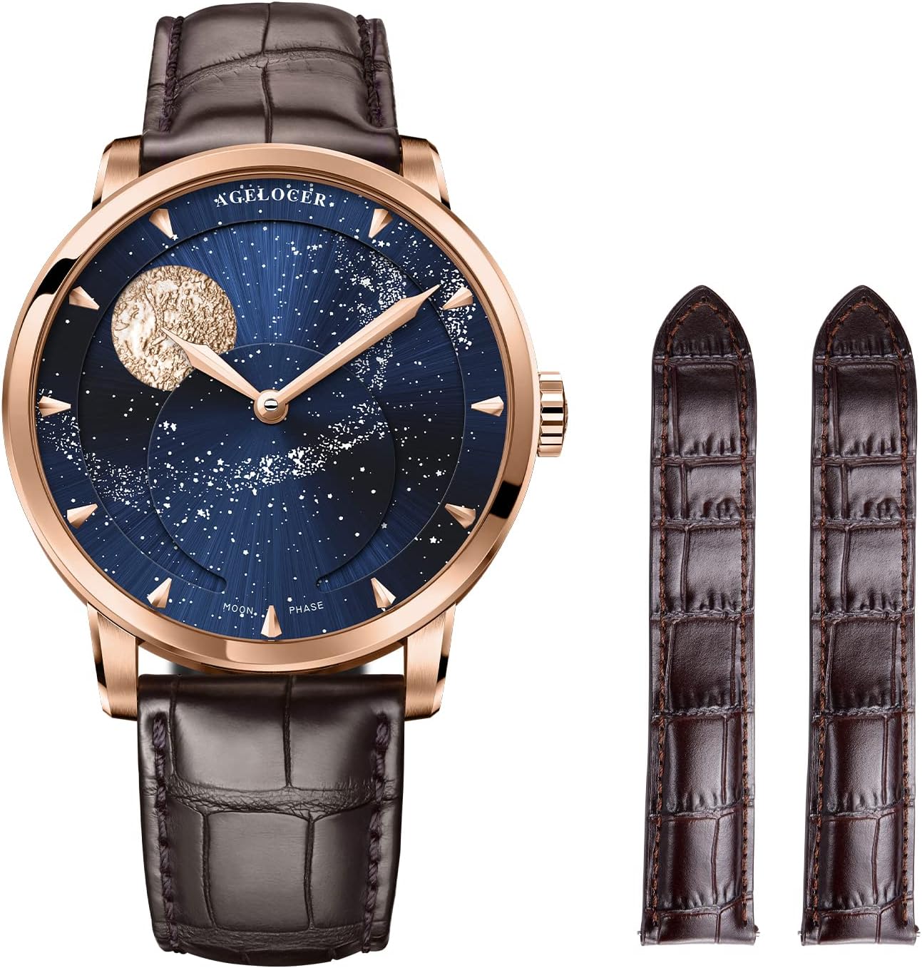 Luxury Automatic Mechanical Watch Original Men Watch with 3D Moon Phase Watch Dial Tourbillon Skeleton Stainless Steel Men's Wrist Watch