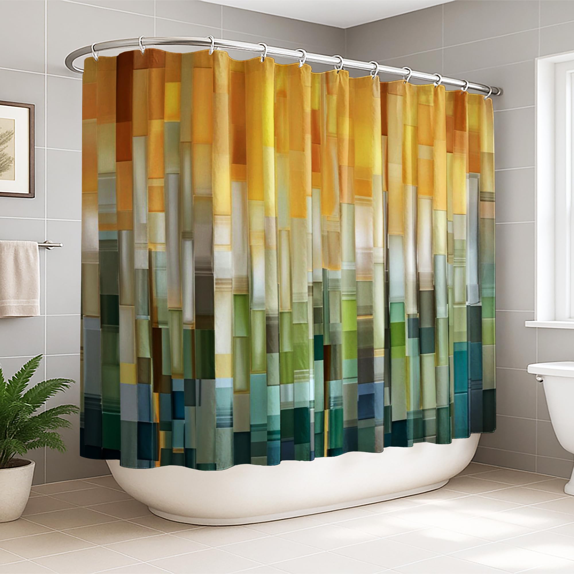Rideau de douche moderne extra large 274 x 183 cm à rayures abstraites