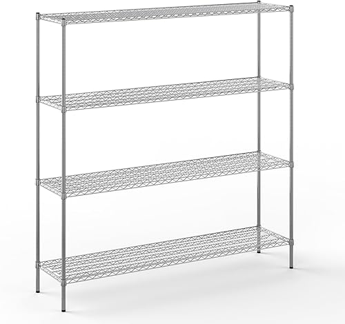 Miniatura 321 de Kit de estantería de alambre cromado de 4 niveles de 24 pulgadas de profundidad x 24 pulgadas de ancho x 64 pulgadas de alto Unidad de estante