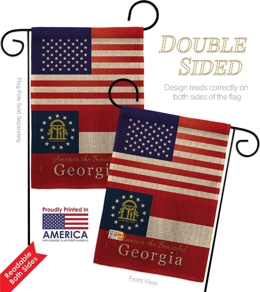 US Georgia Burlap Garden Flag Set Mailbox Hanger Regional USA American Territories Republic Country Particular Area Small Decorative Gift Yard House Banner Double-Sided Made In 13 X 18.5