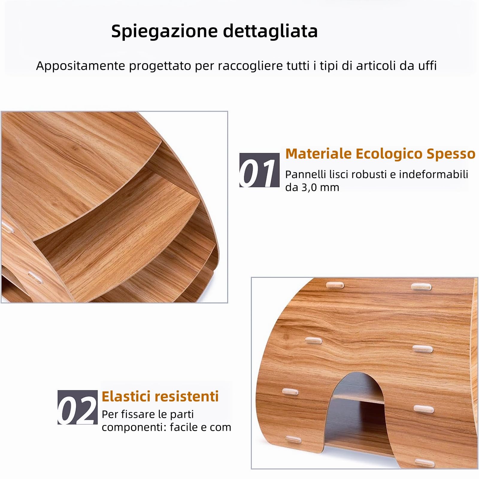 Tonsmile Organizer da Scrivania 4 Livelli, Portadocumenti in Legno MDF per A4, Organizzatore Documenti per Ufficio