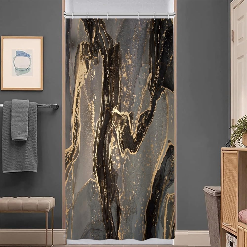 WELTRXE douchegordijn, douchegordijnen met digitaal printen met gewicht, 180x180 cm textiel van polyester stof, schimmelwerend douchegordijn waterdicht wasbaar, douchegordijnen voor douche en badkuip