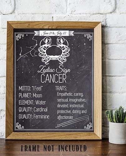 Miniatura 6 de Pósteres de astrología – Signo del zodiaco Cáncer, El Cangrejo – Impresión artística sin marco de 11 x 14 – Gran póster vintage del zodiaco,