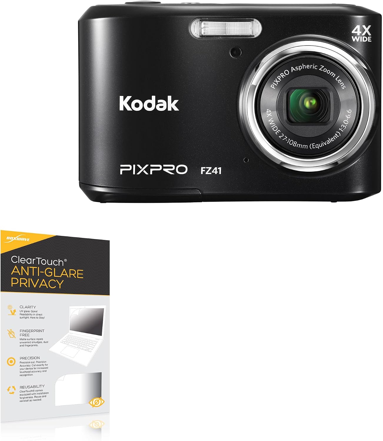 BoxWave Screen Protector Compatible with Kodak PixPro FZ41 - ClearTouch Anti-Glare Privacy (2-Pack), Privacy Screen Protector Flexible Film Anti-Glare