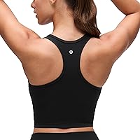 CRZ YOGA Butterluxe Racerback Crop Tank Top - Padded Y-Back Scoop Neck Sports Bra for Yoga Workout Lounge