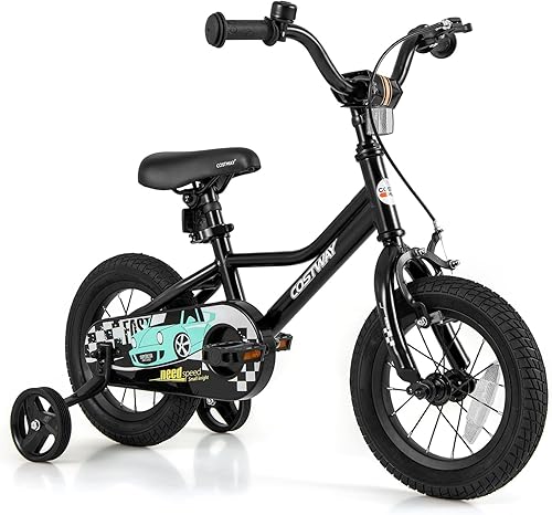 Miniatura 11 de COSTWAY Bicicleta para niños de 12/14/16/18 pulgadas, bicicleta de entrenamiento para niños y niñas con ruedas de entrenamiento extraíbles,