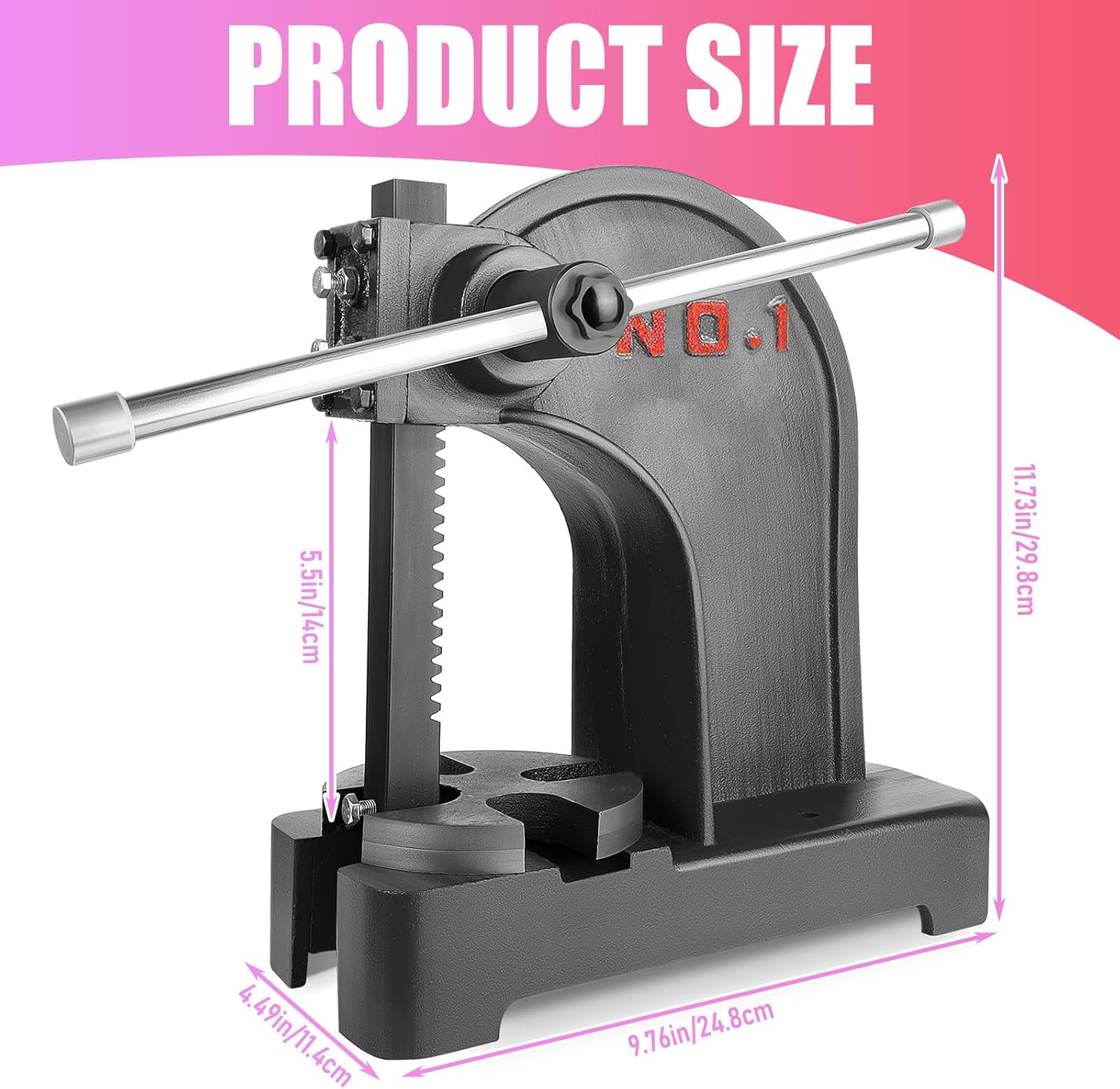 Heavy-Duty 2-Ton Arbor Press - 880LBS Capacity Manual Arbor Press with Ratchet Lever & Customizable Base Plate (Arbor Press for Connectors, Plates, Soft Materials) (2T)