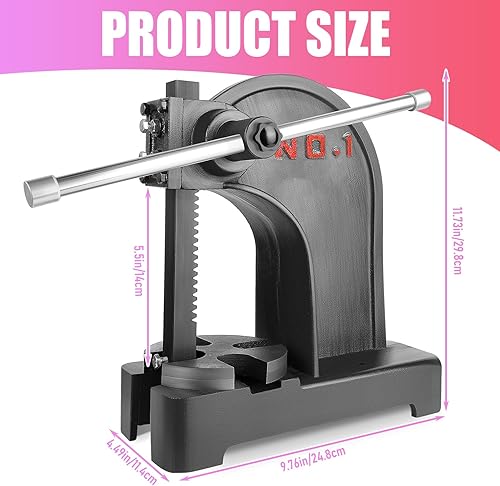 Vista 29 de Prensa de eje de 1 tonelada de alta resistencia, prensa de eje manual, altura máxima de 5.5 pulgadas, prensa de escritorio de hierro fundido