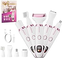 RUIM 5-in-1 Electric Razor for Women: Painless Wet/Dry Shaver for Legs, Bikini, Face & Body - Waterproof Cordless Trimmer Kit