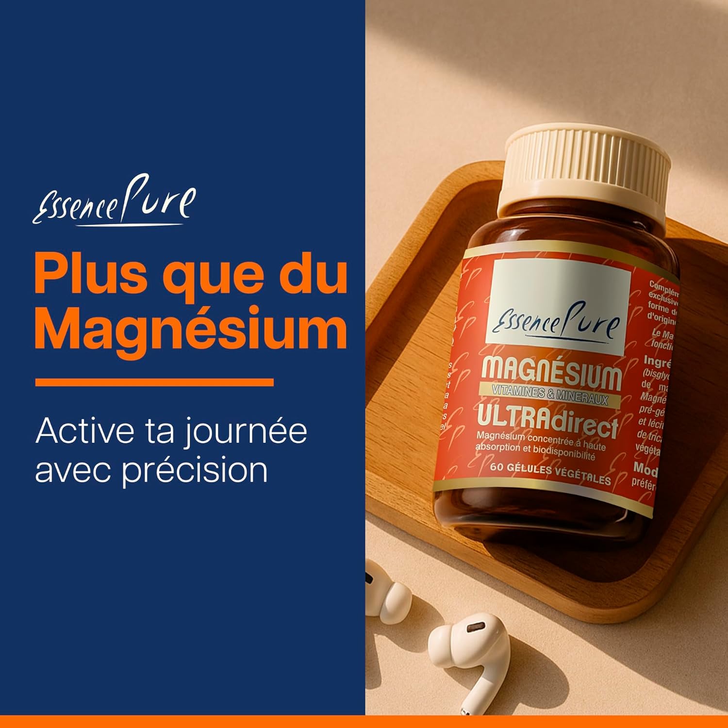 Magnesium B6 Pure Essence | Magnesium Bisglycinate + Marine Magnesium | Sleep, Stress, Fatigue – Maximum Absorption & Easy Assimilation | 60 Capsules 1 Month | Api-Nature