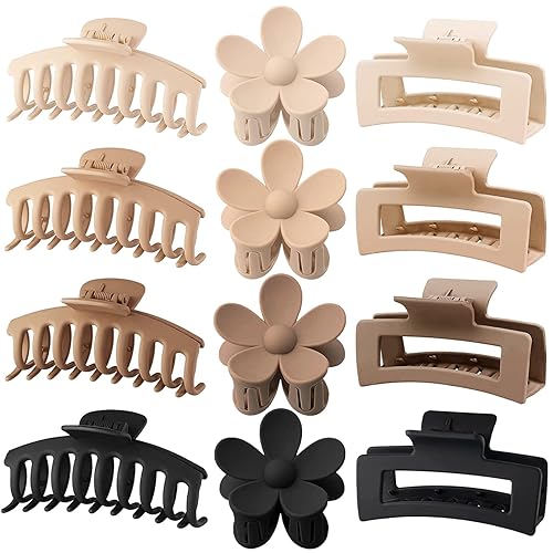Large Hair Claw Clips 12 Pack, Flower Hair Clips for