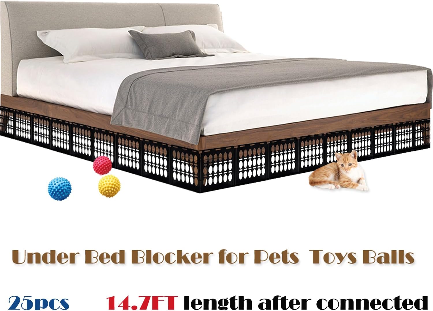 review Under Bed Blocker for Pets - 14.7FT Underneath Couch Bumper Pet Toy Couch Guards Under Furniture Sofa Gap Barrier (m 25pcs)