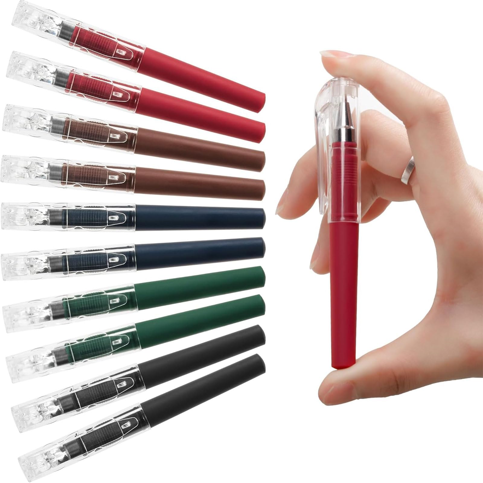 LunarCharm 10 Pack Mini Gel Pens, 0.5mm Black Ink, Pocket Pen, Short Small Pen, Smooth Writing, Quick Drying, Cute Pens for Pocket Journal, Professional Colours