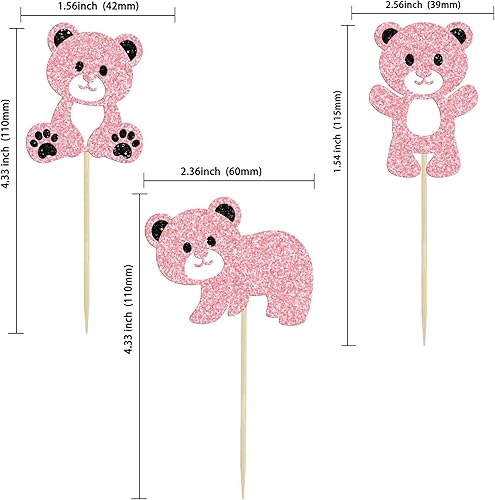 Miniatura 2 de Gyufise 24 piezas de decoración de fiesta de cumpleaños de oso para baby shower, We Can Bearly Wait Cupcake Toppers Decoración de mesa, accesorios