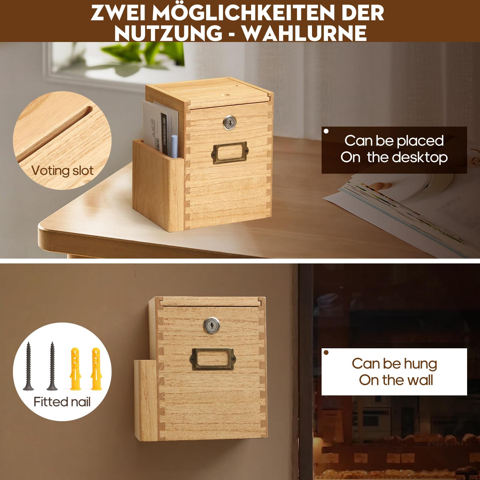 Scatola Suggerimenti In Legno Kirigen Con Serratura - Per Uffici, Scuole, Ospedali - Foto 8