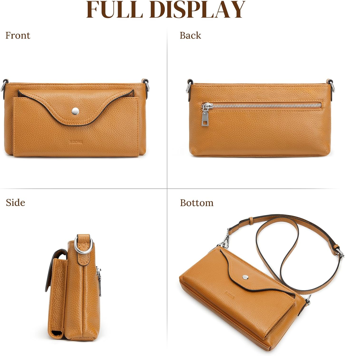 S-ZONE Leather Crossbody Bags for Women RFID Small Purse with Adjustable Strap Designer Shoulder Wallet Card Slots - Image 7