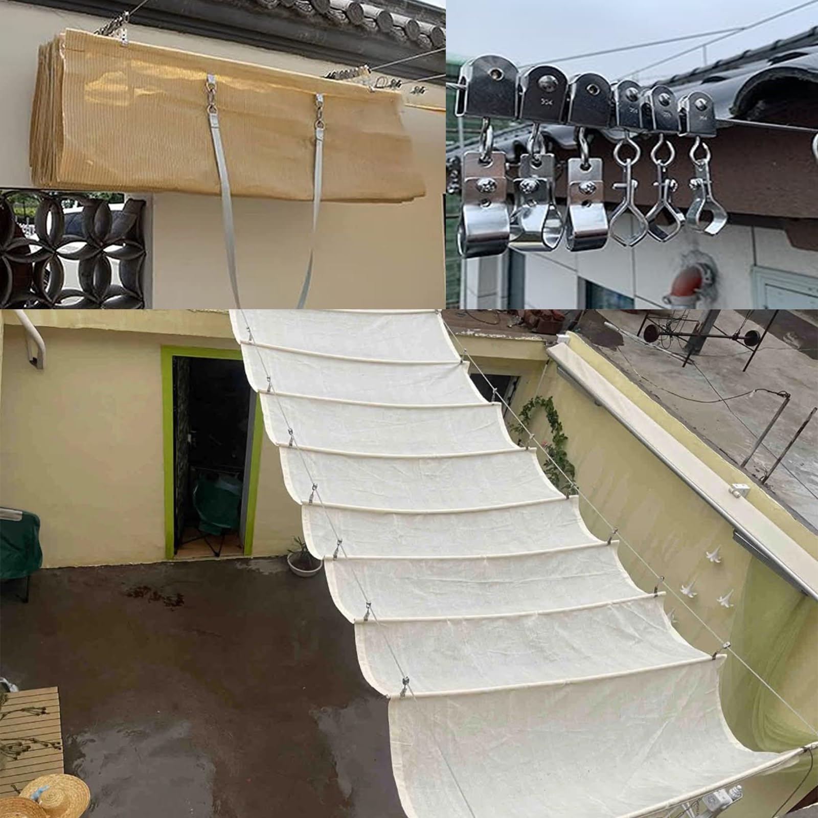 U-Sd Wave Sune zadaszenie chowany zewnętrzny pokrowiec na patio i pokrowiec wodoodporny przesuwny i tkanina polietylenowa o wysokiej gęstości (szer. 1 x dł. 9 m)
