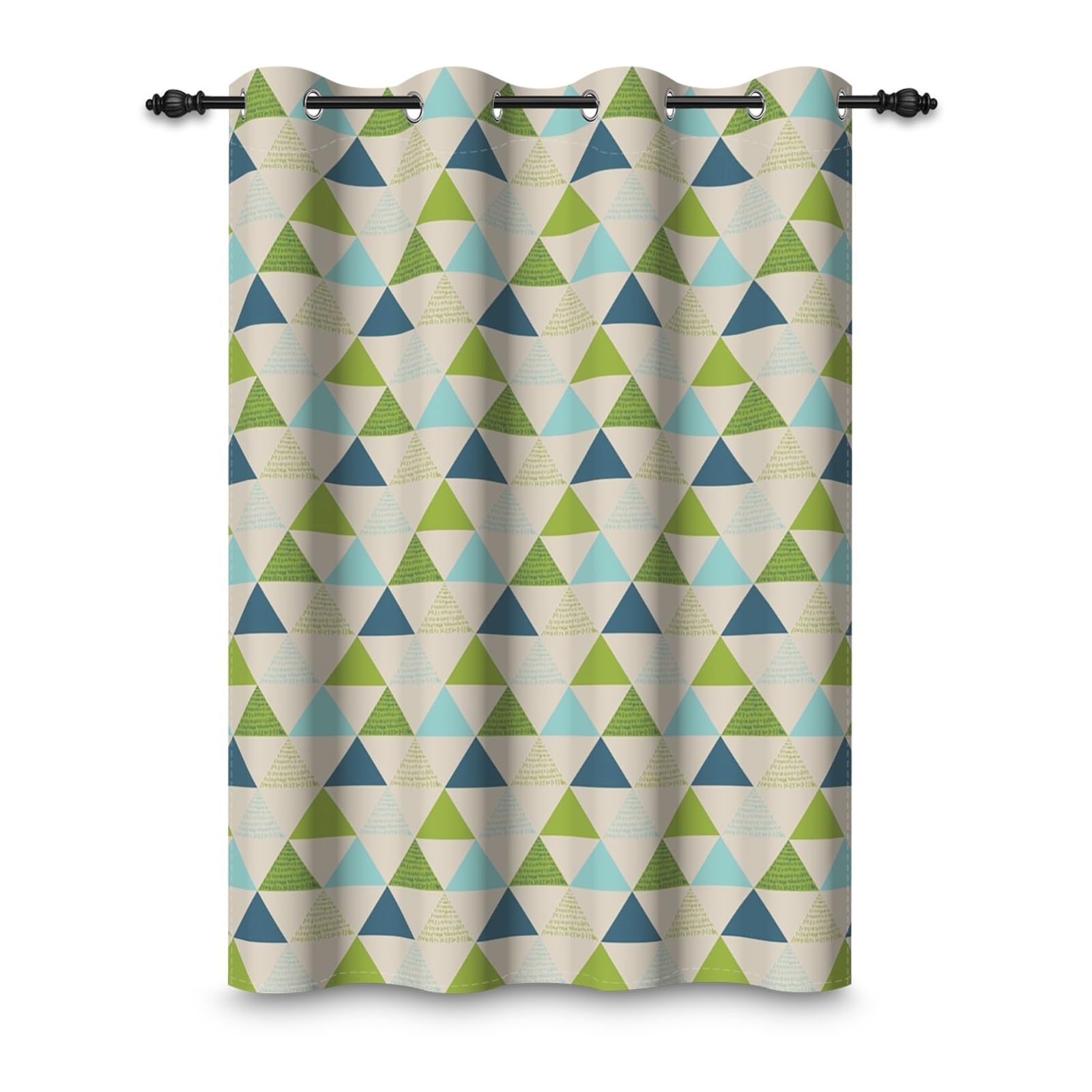135x229cm Tenda con occhielli Blu Verde Motivo triangolo Astratto Albero geometrica Termica Divisori per ambienti Oscurante Tende per finestre per Camera da letto Soggiorno,1 pannello singolo