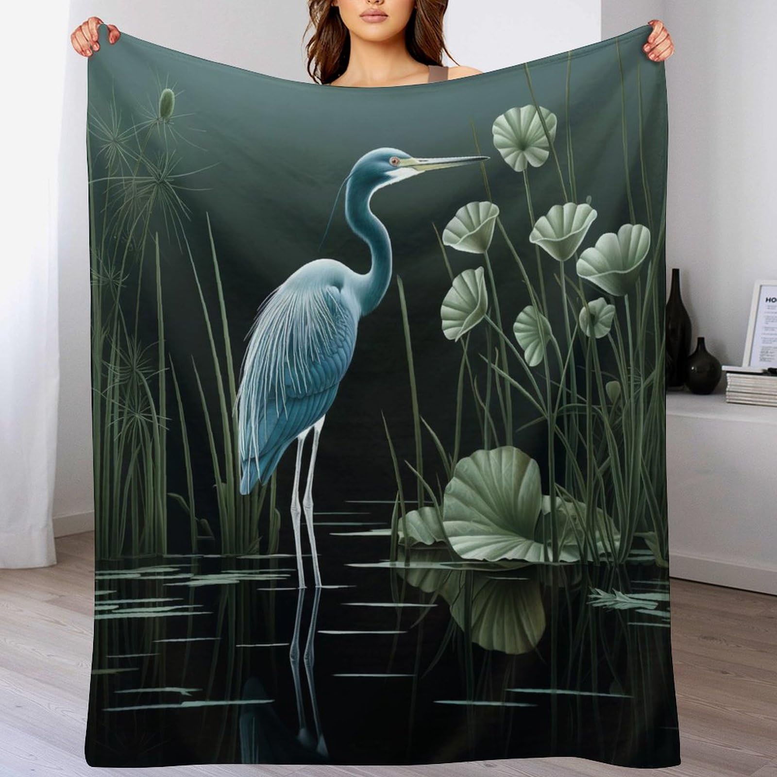 Couverture grue animale plaid polaire idéal pour cocooning sur le canapé du salon