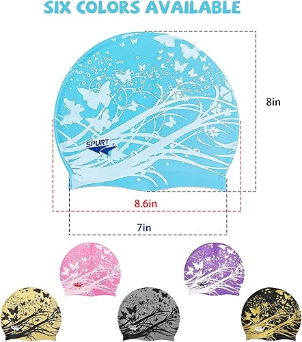 Miniatura 2 de Gorro de natación de silicona impermeable suave para niñas de verano para piscina de mar, gorro de baño para cabello largo