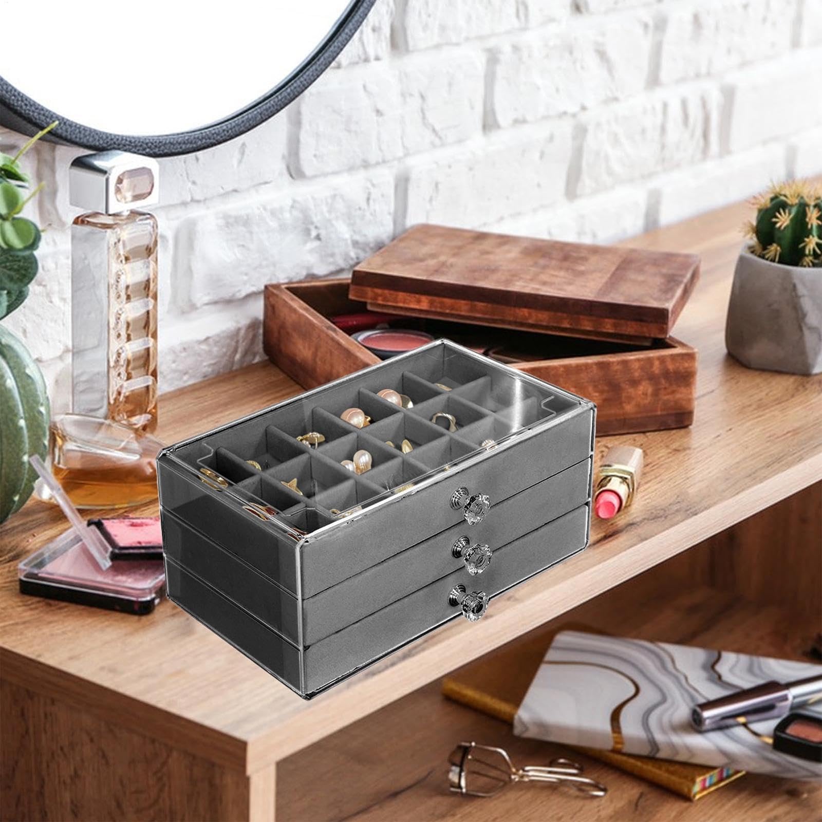 BENECREAT 36PCS Boîte De Présentation De Pierres Précieuses Noires Boîte à Bijouxcarrée 3x3x1