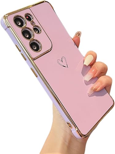 Vista 50 de ZTOFERA Funda diseñada para Samsung Galaxy A13 5G/Galaxy A04S, bonito borde chapado con patrón de corazones de amor con protección para lente